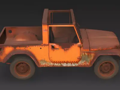Realistic Rusty Abandoned Off-Road Vehicle 3D Model Low-poly 3D model