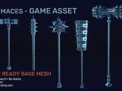 collection 15 MACES 3D model Low-poly 3D model