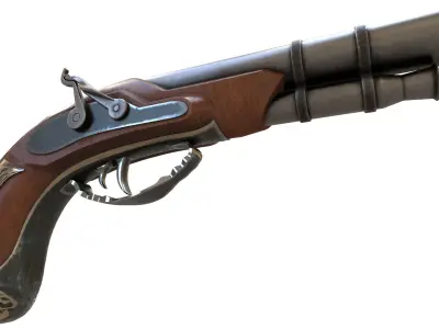 Oldgun Pistol Low-poly 3D model