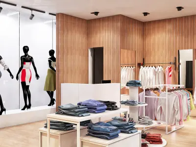  3D clothing store with textures 3D model