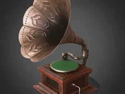 Gramophone old Low-poly 3D model purchase