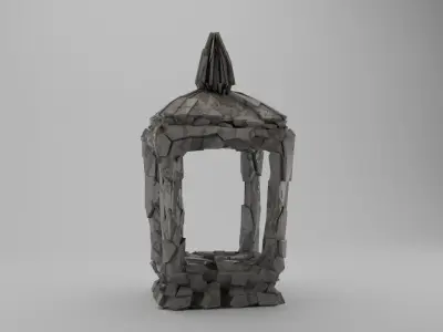 Stone lantern or small shrine Low-poly 3D model