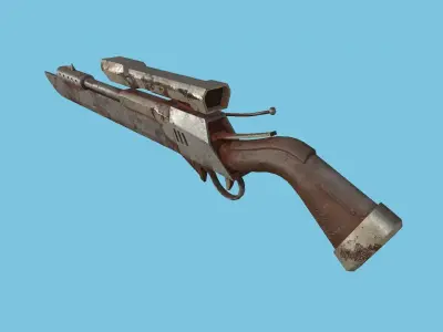 Sniper Gunblade 03 Rust Destroyed - Character SciFi Design Low-poly 3D model