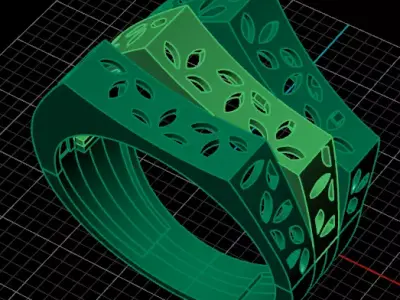 2 part gold ring  3D print model