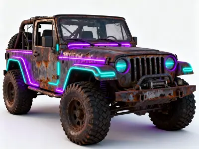 Cyberpunk Rusty Off Road Monster Truck 3D Model V04 Low-poly 3D model