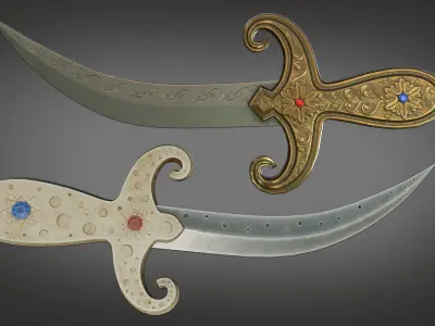 3D Low Poly Realistic Old Dagger with 2 PRO Design Low-poly 3D model