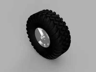 Offroad rim and tire for 1 to 24th scale modeling vehicle 3D print model