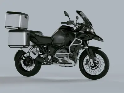Enduro Motorcycle and aluminium sandle bag 3d model 3D model