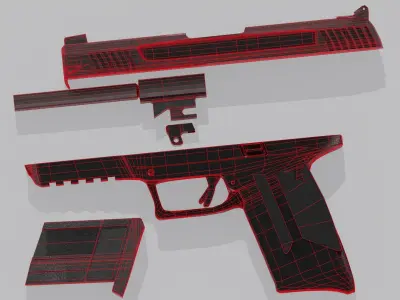 Ruger 57 Pistol Lowpoly Low-poly 3D model