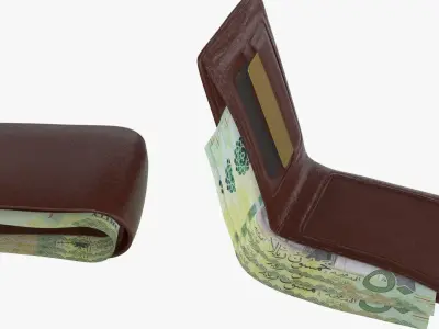Saudi 50 Riyals Wallet Money Purse 3D model