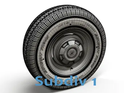 Vintage sedan wheel highpoly  3D model