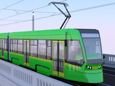 Bridge with Stadler tram 3D model