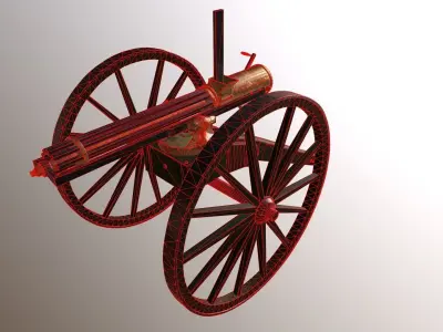 Gatling Gun Low-poly 3D model buy