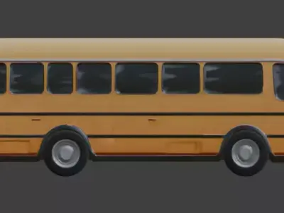 Yellow Cartoon School Bus 3D Model Low-poly 3D model purchase