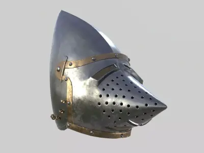 Medieval Bascinet Helmet Low-poly 3D model