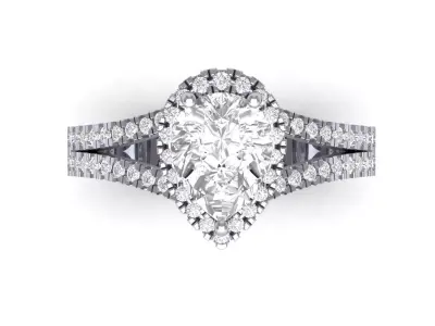  Pear Solitaire Ring 3D print model