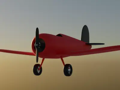 Red airplane single seater Low-poly 3D model