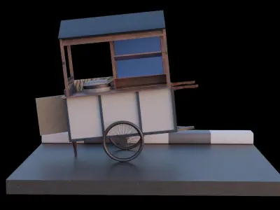 Street food cart Low-poly 3D model purchase