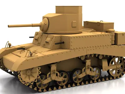 Simple M3 Stuart Honey tank 3D model