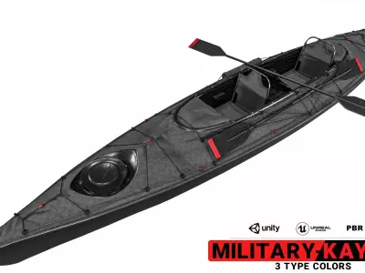 Military Combat kayaks  Package Low-poly 3D model