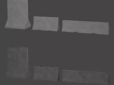 Concrete Barrier Low-poly 3D model