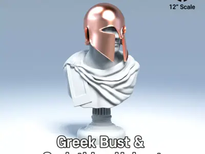Greek Bust and Corinthian Helmet Pack Free 3D print model purchase