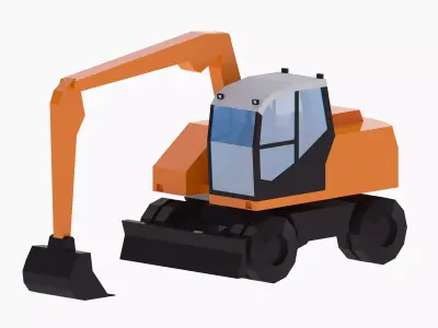 Excavator Construction Loader TW160 Simplified Low-poly 3D model