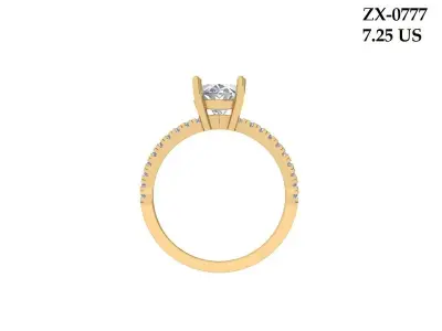 Oval Solitaire Ring 3D print model 24