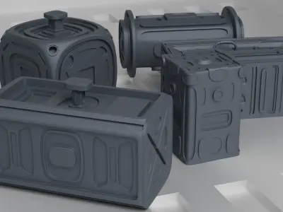 Sci-Fi Containers kit 3D model