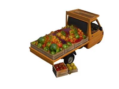 Fruit Delivery Truck 3D Model Market Pickup Cargo Vehicle 3D model