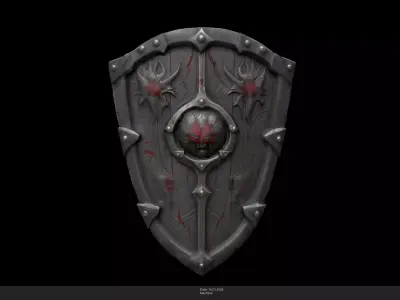 Stylized Dark Knight Shield Game Ready - AI Low-poly 3D model