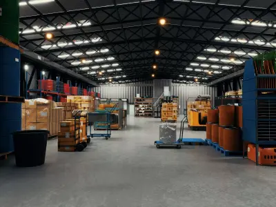 Industrial Warehouse And Logistics Distribution Center 3D model