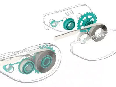 White-out eyeglasses with gears and gears 3D model