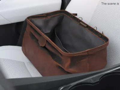 Shabby Leather Bag Brown with Inside 3D model