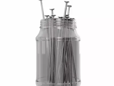 Metal Nails And Jar 3D model