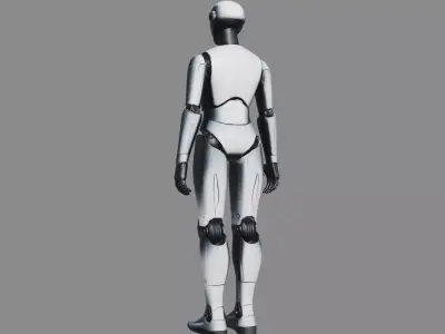 Polished Silver Minimalist Humanoid Robot 3D model