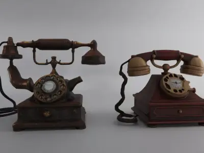 Old Steampunk Telephones 3D model