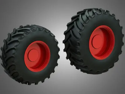 Tractor Tires and  Rims - T07 3D model