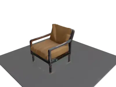Industrial Armchair Fabric Cushions Low-poly 3D model