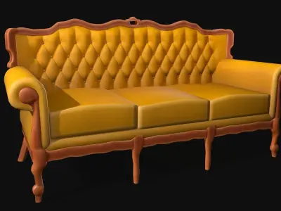 Sofa Antique Stylized Low-poly 3D model