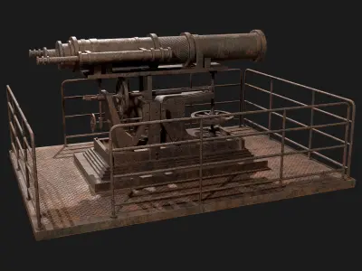 Artillery Cannon 1-Old Version Low-poly 3D model
