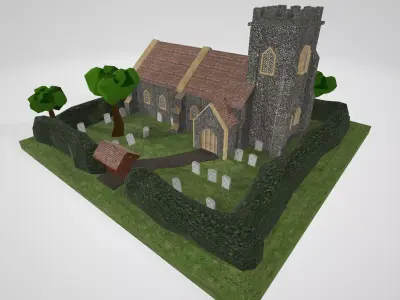 Low Poly Church Model Low-poly 3D model