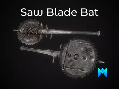 Spike Blade Bat game asset weapon  Low-poly 3D model