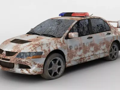Destroyed Police Car 3D model