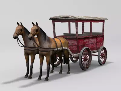 Horse cart Low-poly 3D model order