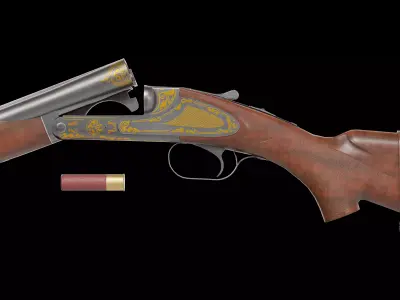 Winchester Model 21 shotgun Low-poly 3D model