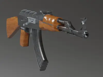 AK-47 Model Mid-Poly Rigged 3D model
