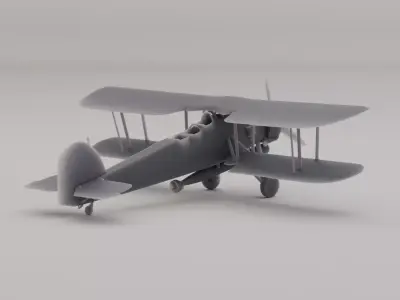 Fairey Swordfish Torpedo Bomber United Kingdom WWII 1938 3D print model