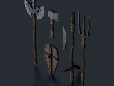 LOW POLY Medieval Weapons Pack 3D model