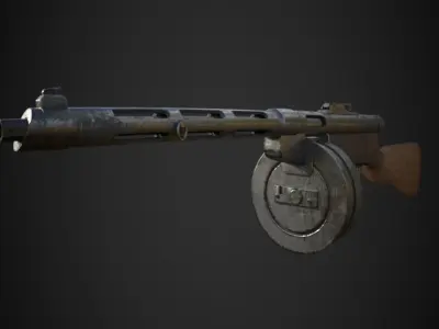 Suomi machine gun Low-poly 3D model